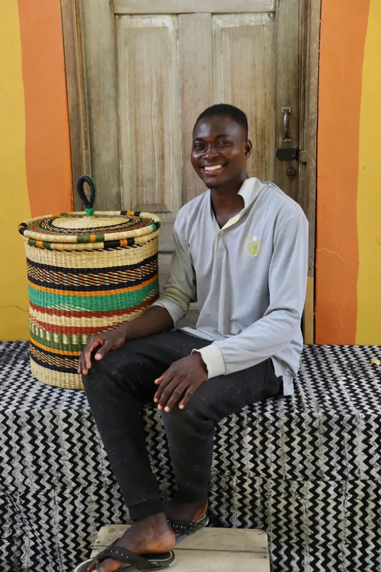 Coiled Laundry Basket with Lid (Medium) by Simon Abingya