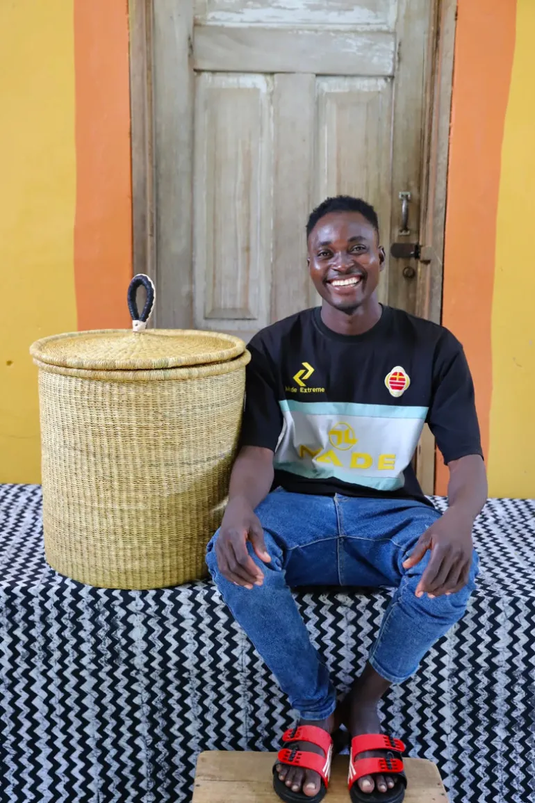 Coiled Laundry Basket with Lid (Medium) by Simon Abingya