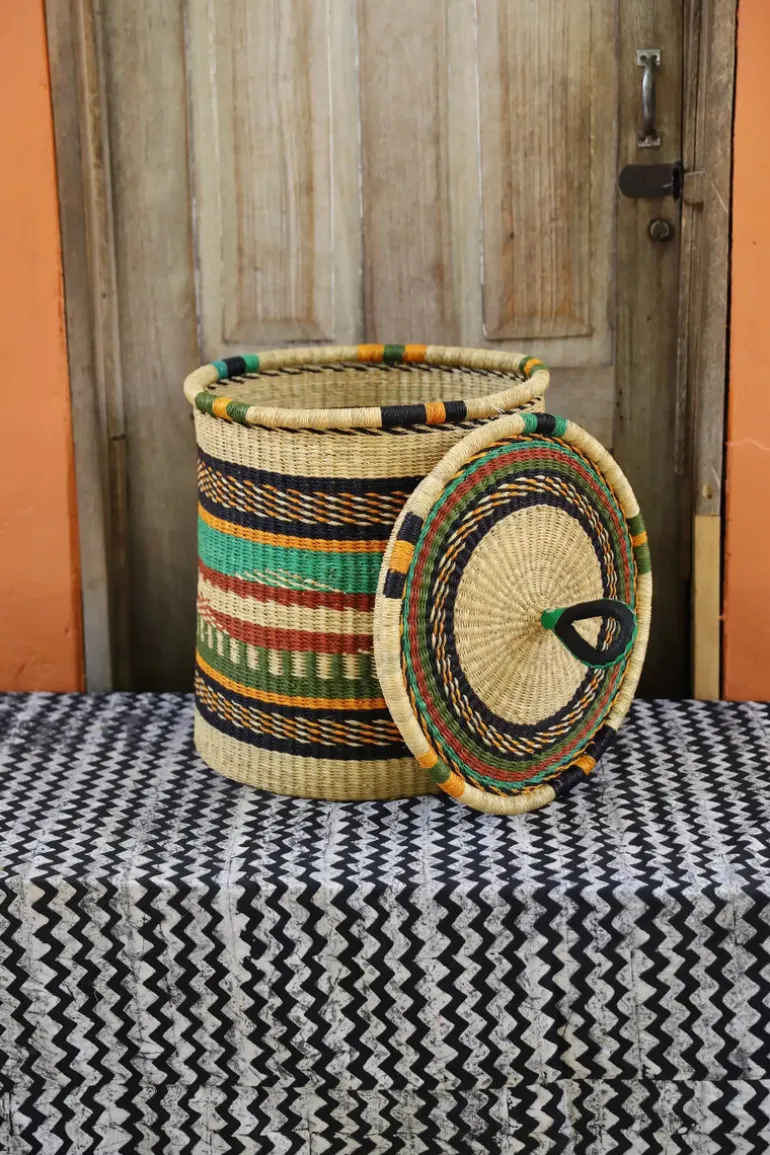 Coiled Laundry Basket with Lid (Medium) by Simon Abingya