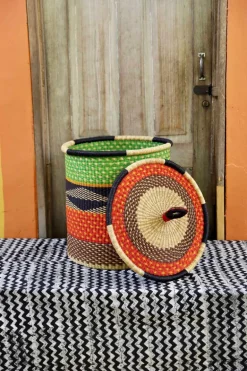 Coiled Laundry Basket with Lid (Medium) by Wakiru Anabillah