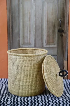Coiled Laundry Basket with Lid (Medium) by Simon Abingya