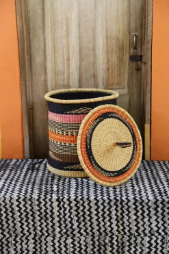 Coiled Laundry Basket with Lid (Medium) by Isaac Asanga