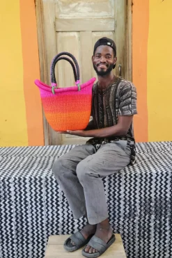Dip Dyed Nyariga Basket (Large) by Paul Apasinore