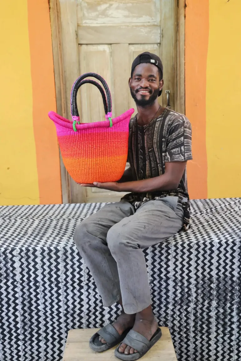 Dip Dyed Nyariga Basket (Large) by Paul Apasinore