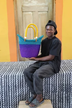 Dip Dyed Nyariga Basket (Medium) by Philemon Nsohbillah