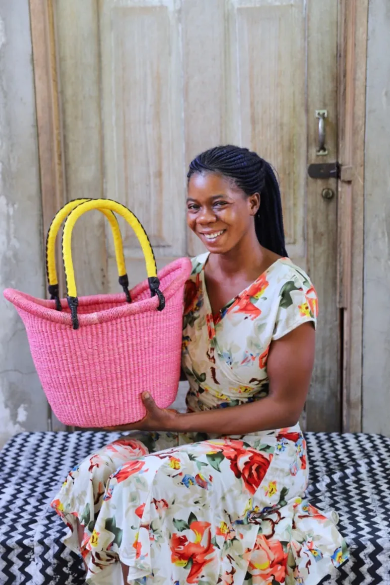 Dip Dyed Nyariga Basket (Medium) by Gloria Agambire
