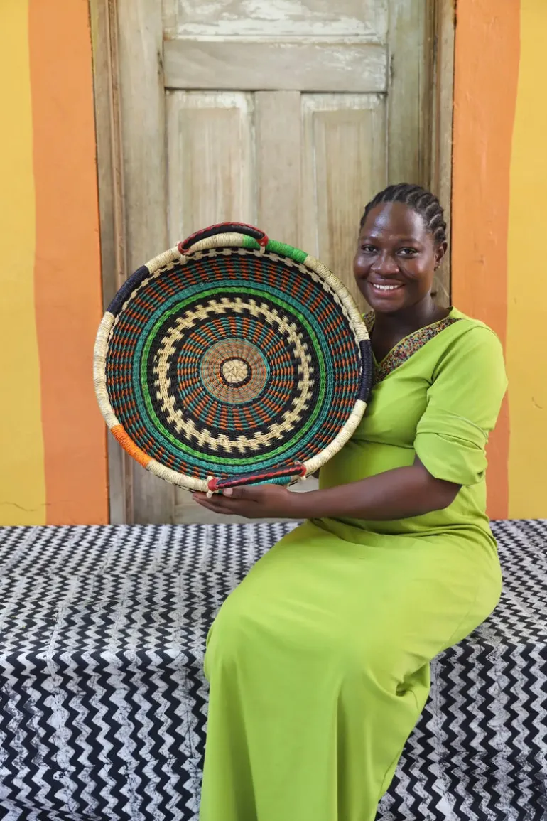 Woven Tray - Single Weave (small) by Zenatu Akelsiyine